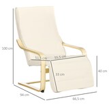 thumbnail of HOMCOM sillón de salón con reposapiés ajustable silla relax butaca tapizado en tela con marco de madera carga 120 kg para oficina 66,5x94x100 cm crema