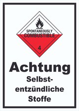 thumbnail of Schild Selbstentzündliche Stoffe Spotaneously Combustible hochkant A3 (297x420mm)