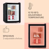 thumbnail of Brooklyn 42 Mini-Kühlschrank Glastür LED Ablage Schwarz