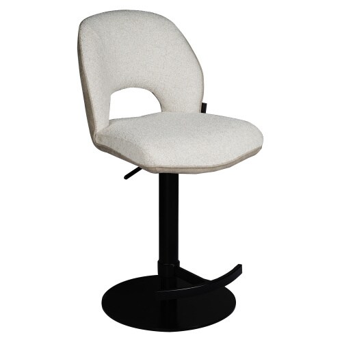 Raburg Barhocker höhenverstellbar, Stoff in Creme, Gestell in Schwarz, 120 kg belastbar, 360° drehbar, höhenverstellbar | Louming Maile