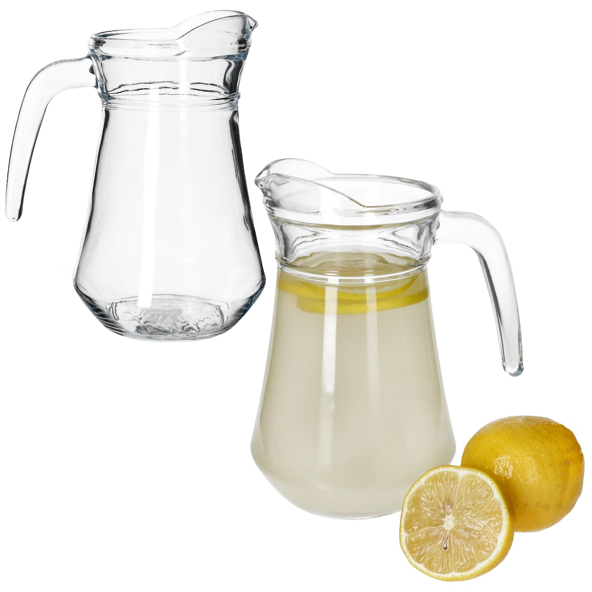 Valentin 2er Set Glaskrug 1,15L Milch-Kanne mit Henkel Wein-Karaffe Limo Saft