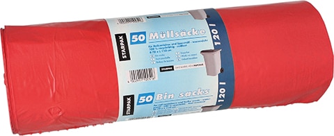 200 Müllsäcke, LDPE 120 l 110 cm x 70 cm rot