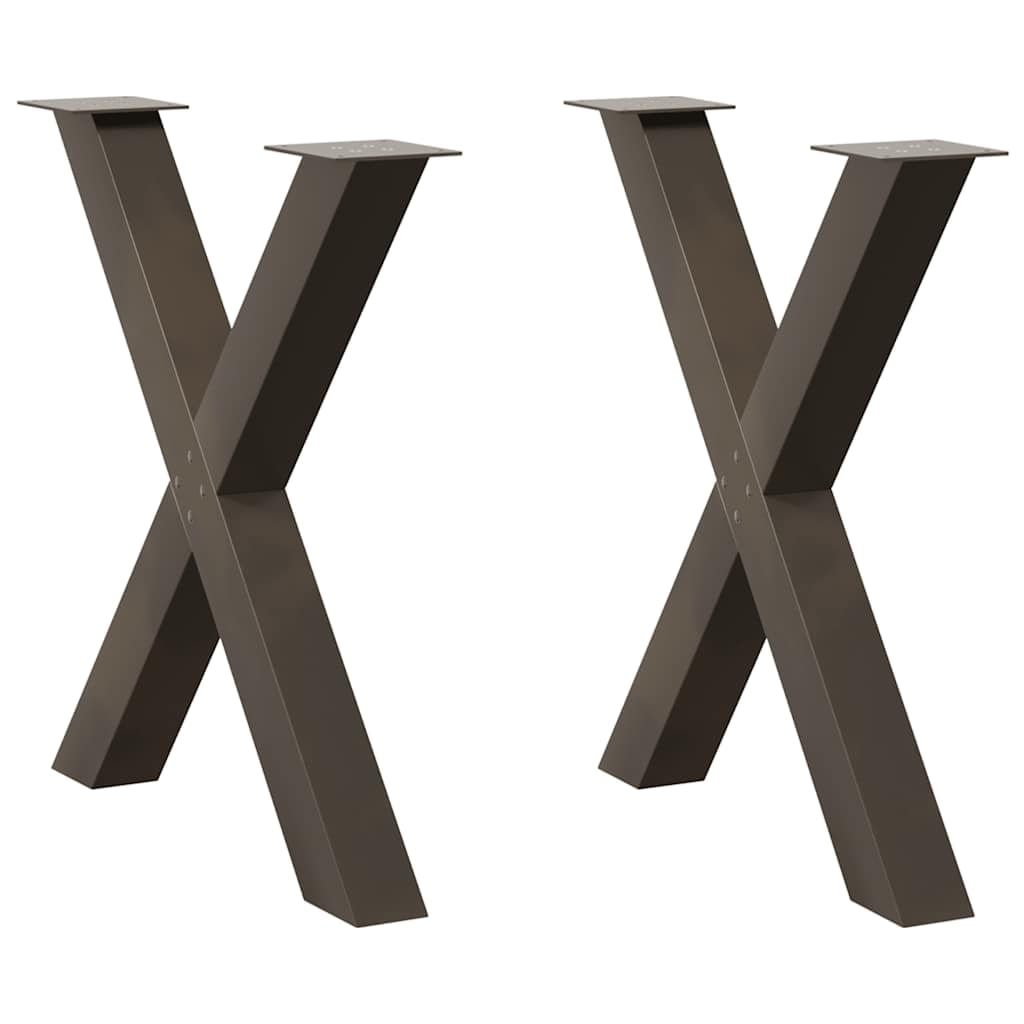 Pieds De Table à Manger En Forme De X, 2 Pièces, Acier Naturel, 70 X (72 73) Cm