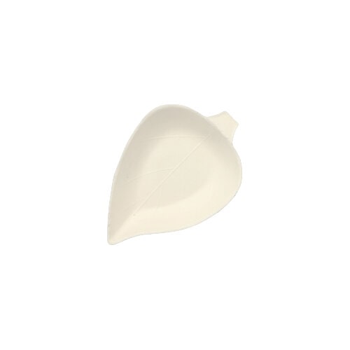 12 Fingerfood - Teller, Zuckerrohr "pure" 8 cm x 6 cm weiss "Leaf"