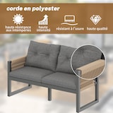 thumbnail of Outdoor-Tisch- und Stuhlset aus Eisen Grau/Natur, 6-teilig mit abnehmbarem Tisch, Seilgeflecht-Armlehnen und Kissen, Tisch 150x79,5x75 cm