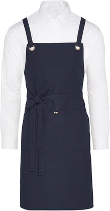 PROVENCE - Crossover Eyelets Bib Apron with Pocket: One Size / Navy