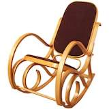 thumbnail of Décoshop26 - Fauteuil à bascule rocking chair en bois clair assise en tissu marron FAB040006