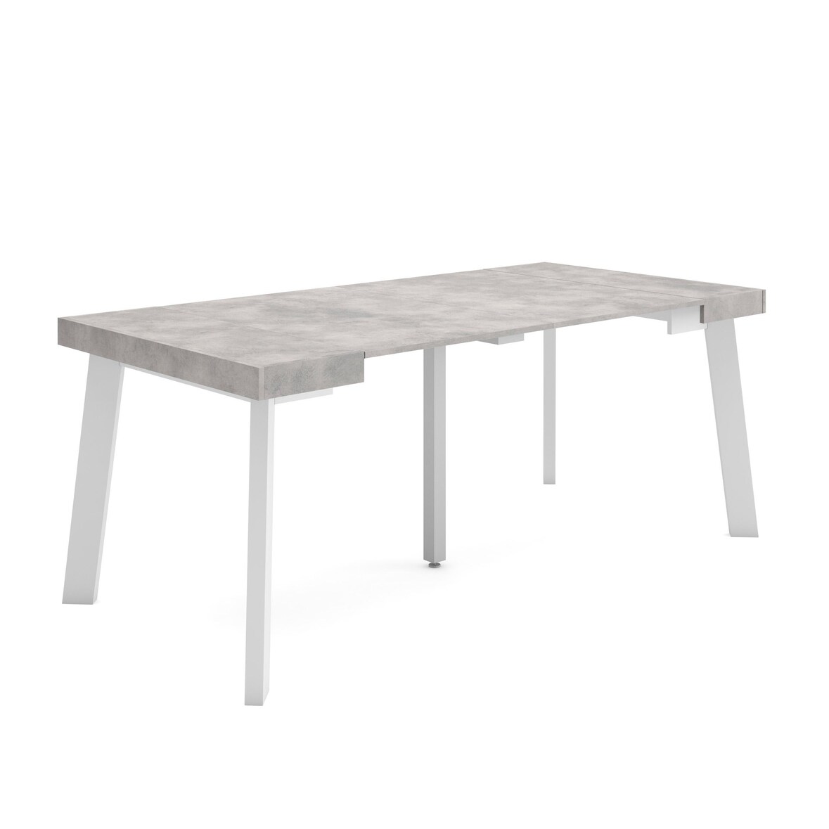 Ausziehbarer Konsolentisch, 180x90x73cm, Für 8 Personen, Holzbeine, Moderner Stil, Zementgrau _ 271_7
