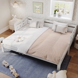 thumbnail of Merax Daybett Tagesbett ,Ausziehbar Bett,90*190cm,Kiefer massiv, mit 2. Schlafgelegenheit und Rollrost Herzform Bett Weiß