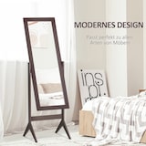 thumbnail of Standspiegel Ganzkörperspiegel 46x47x148cm verstellbarer Neigungswinkel pflegeleichter MDF Rahmen stabiler Stand für Flur Schlafzimmer Bad Kaffeebraun