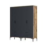 thumbnail of Dmora Großer Kleiderschrank Dfurlott, Schlafzimmermöbel, Schrank, Garderobe, 160x201h48 cm, Walnuss und Anthrazit