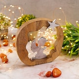 thumbnail of Dekofigur Betender Engel 20x20cm Holzfigur Glücksengel Mangoholz Aluminium