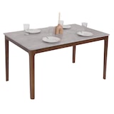 thumbnail of Eetkamertafel HWC-M55, eettafel, massief hout HDF laminaat melamine 135x80cm, betonlook, bruine poten