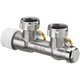 thumbnail of Oventrop Multiblock T Eckform Ein-/Zweirohr 1/2" IG x 3/4" AG