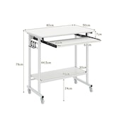 thumbnail of COSTWAY Escritorio con ruedas, bandeja para teclado, escritorio para ordenador que ahorra espacio, mesa para PC con estante inferior y ganchos.