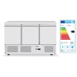 thumbnail of Pizzawerkbank met 3 deuren en koelvitrine 380+40L, Arktic, 254L, 230V/400W, 1365x700x(H)1030mm