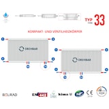 thumbnail of Belrad Typ 33 Universalheizkörper Ventilheizkörper Mittelanschluss mit 8 Anschlüssen T33 900 x 1200 (HxB)-3667W