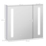 thumbnail of Armario con espejo de baño con luz LED armario de baño colgante con 2 puertas función de memoria interruptor táctil estilo moderno 70x15x65 cm blanco