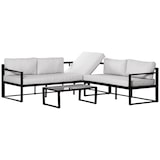 thumbnail of Outsunny Conjunto de Muebles de Jardín 3 Piezas de Aluminio con Mesa de Vidrio Sofá de 5 Plazas con Respaldo Ajustable Cojines Extraíbles 212x70x64 cm