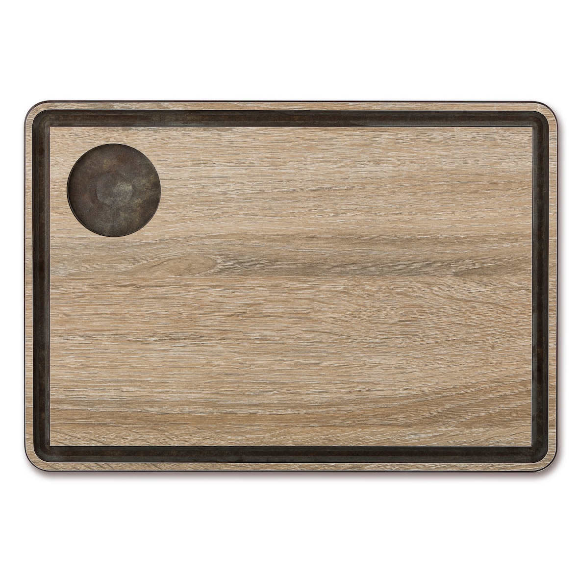 Arcos Tabla de Corte con Canal, Fibra de Celulosa y Resina 33 x 23 cm y 6,5 mm de espesor, Color Marrón