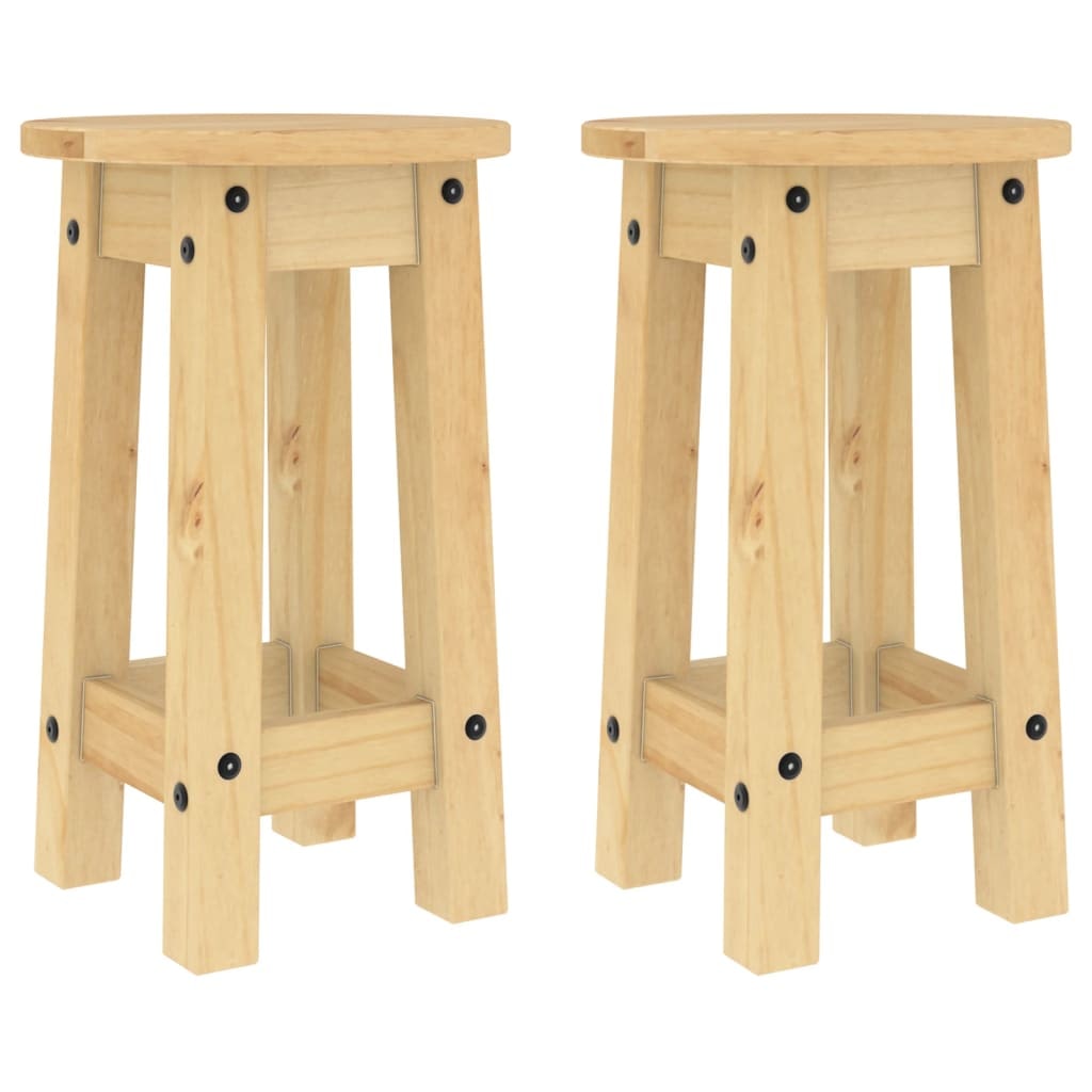 Tabourets De Bar Lot De 2 Bois Massif De Pin