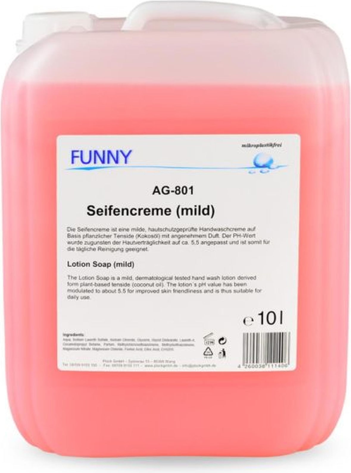 Seifencreme Funny - 1 x 10 L - pH-hautneutral - dermatologisch geprüft - Seife
