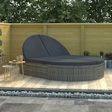 thumbnail of vidaXL 2-persoons ligstoel met kussens poly rattan grijs