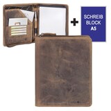 thumbnail of Greenburry Schreibmappe A5 Leder braun mit Reißverschluss Handwerkermappe Notizmappe (antik Look) inkl. Briefblock 1633-25-S