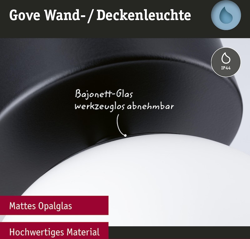 Eine Deckenleuchte mit mattem Opalglas.