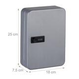 thumbnail of Relaxdays Schlüsselkasten, Zahlenschloss, 48 Haken, mit Schlüsselanhängern, HBT: 25 x 18 x 7,5 cm, Schlüsselbox, grau