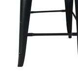thumbnail of Tabouret de bar en métal noir mat style industriel et assise en bois foncé - Hauteur 66 cm