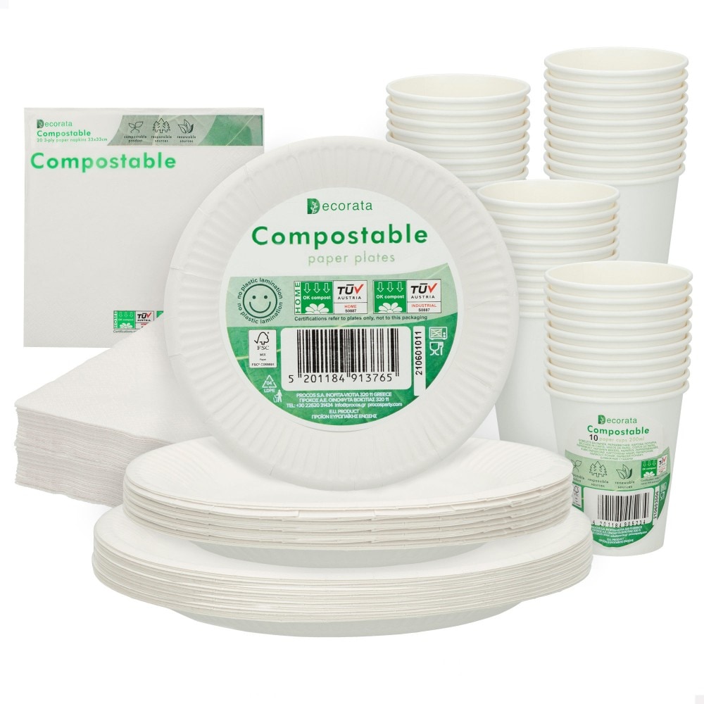 Vajilla desechable biodegradable 180 piezas