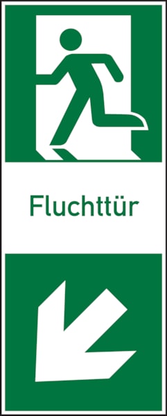 Rettungszeichen, Fluchttür (Klinke links) - 100x250 mm Folie selbstklebend, nachleuchtend