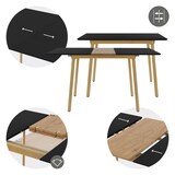 thumbnail of ML-Design Esstisch ausziehbar Schwarz, 110/140x75x76,5 cm, moderner Tisch für 4–6 Personen, Holz Küchentisch mit Stahlbeinen, Wohnzimmertisch