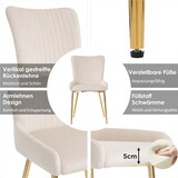 thumbnail of Esszimmerstuhl 4er Set Samt Beige+Gold 85x47x58 cm mit bequemer Rückenlehne, stabilem Metallgestell, vielseitig als Lounge Stuhl nutzbar