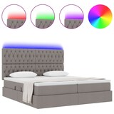 thumbnail of vidaXL Bett mit LED-Lichtleisten mit Kopfteil Taupe 200 x 200 cm Stoff