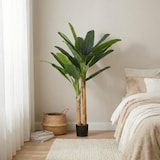 thumbnail of HOMCOM árbol de plátano artificial 150 cm, planta artificial decorativa con maceta y  2 troncos, para decoración del interior, hogar, salón, verde