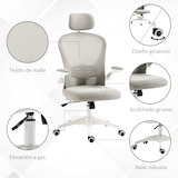 thumbnail of Vinsetto silla de malla silla de oficina con respaldo alto reposacabezas ajustable soporte lumbar 4D brazo abatible altura ajustable 62x64x112-120 cm