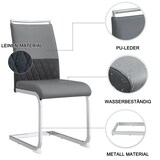 thumbnail of Esszimmerstuhl 2er Set Grau 95x42x48 cm mit hoher ergonomischer Rückenlehne, PU Kunstleder+Leinen Bezug, Metallgestell, pflegeleicht