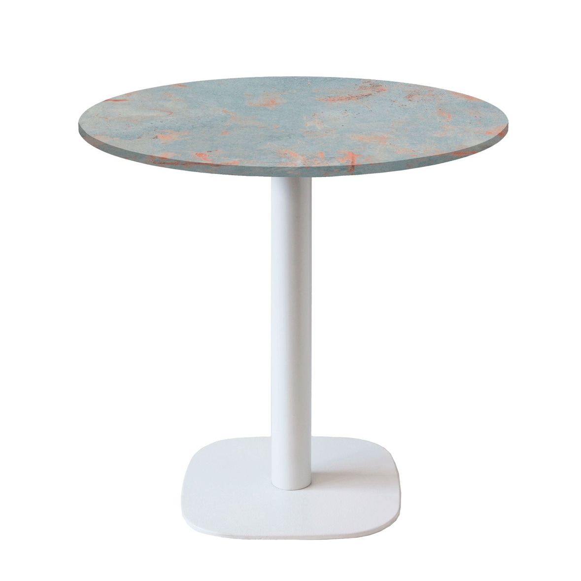 Restootab - Tafel Ø70cm - model Round witte voet grijs roest