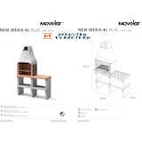 thumbnail of MF - Barbecue New Iberia Plus XL van steen voor hout en houtskool, 1 zijtafel, Grijs/Oranje, 128x47x190 cm, REF: M00196 - Buitenkeuken