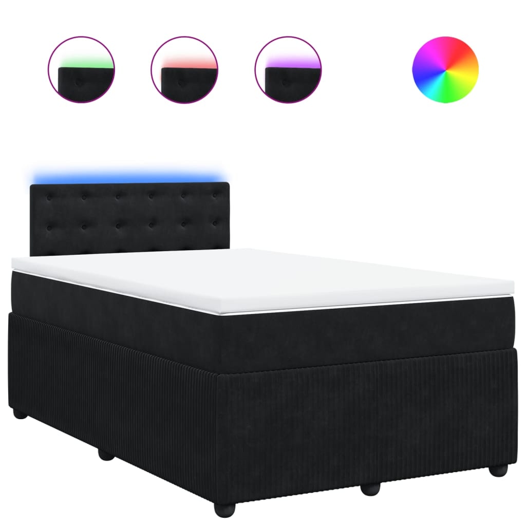 vidaXL Boxspringbett mit Matratze Schwarz 120x200 cm Samt