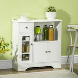 thumbnail of HOMCOM aparador de cocina moderno con puerta de vidrio cajón estante abierto y baldas ajustables mueble auxiliar de almacenaje para comedor 80x30x82cm