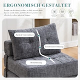 thumbnail of Klappbares Schlafsofa Schlafsessel Bodensofa Gästebett 79x79x57 mit Kopf- und Lumbalkissen hochdichter Schaum Cordbezug platzsparend Grau