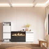 thumbnail of Zapatero, 224x35x145 cm, Dormitorio, habitación, Chimenea eléctrica XXL, Cómoda, Cajonera, Blanco _482_53