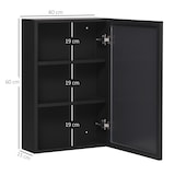 thumbnail of Spiegelschrank Hängeschrank fürs Bad 40x15x60 cm Schwarz mit Spiegeltür und 3 Ebenen, platzsparende Wandmontage, wasserfest lackiert