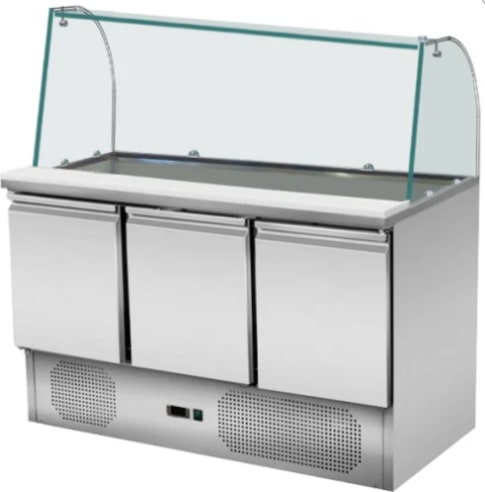 Gastro Pizzakühltisch Saladette Kühltisch Edelstahl 1365x700x1330mm 260 Liter
