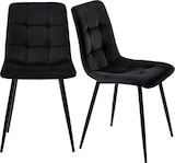 thumbnail of Esszimmerstuhl 4er Set Samt Schwarz 86x46x44 cm mit Rückenlehne Ziersteppung Metallgestell ergonomisch gepolstert