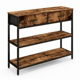thumbnail of Helloshop26 - Table de console industrielle 100 x 30 x 80 cm 2 tiroirs pliants design élégante en métal marron rustique 20_0020656