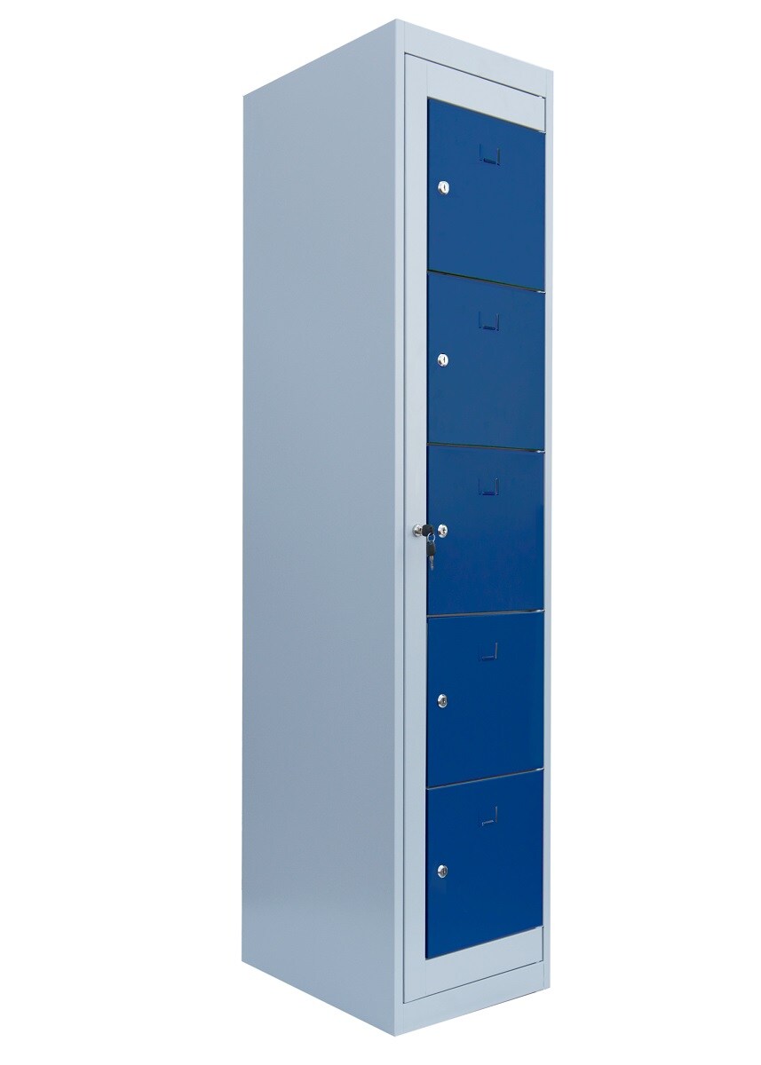 Verteilerschrank 5 Fächer Stahlschrank Schrank Postschrank Personalschrank 180x40x50 Grau/Blau 526051